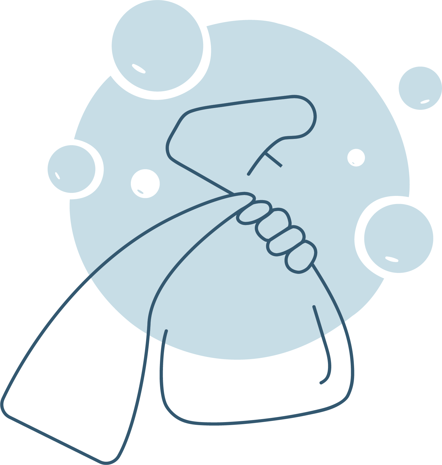 Logo van Dana schoonmaakbedrijf, schoonmaak spuitbus met een hand erom heen.